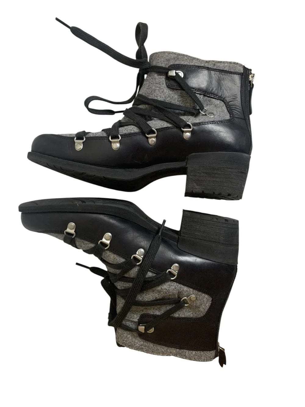 NEW Merrell Shiloh II Warm Boots Black Gray Leather Wool Felt Ankle Booties 9